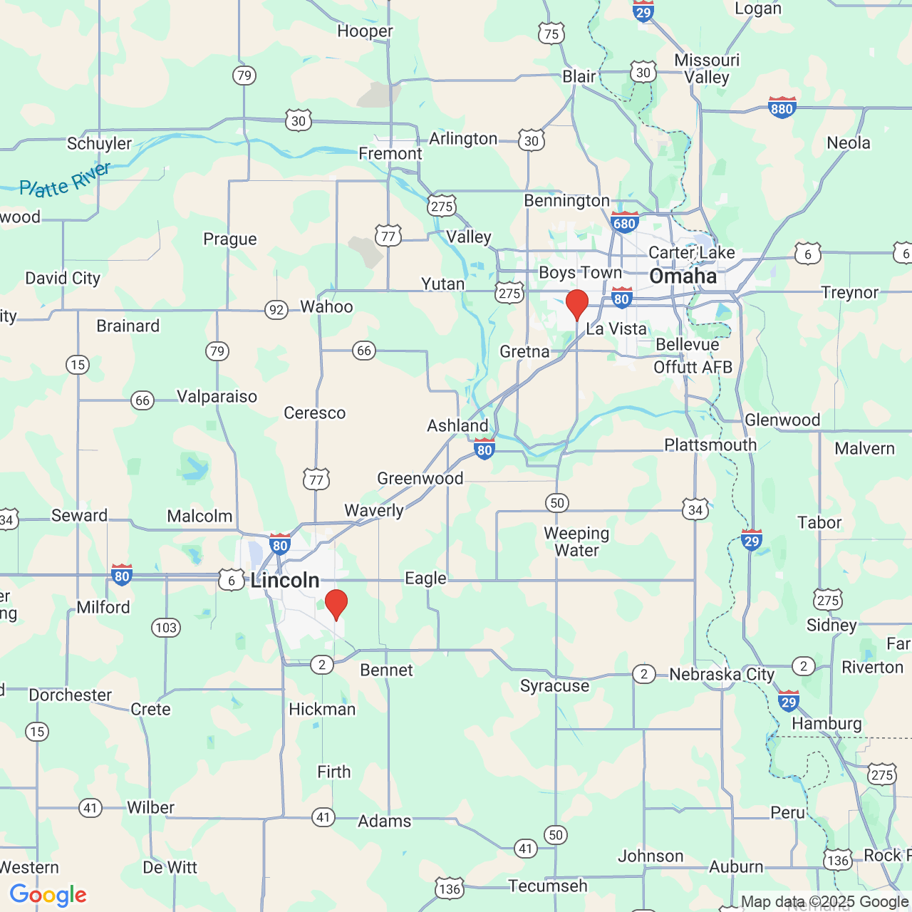 Google map image of our locations